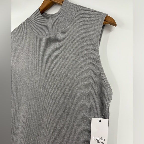 Ophelia Roe Grey Ribbed Sweater Midi Dress | XL - Picture 2 of 6